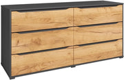 Credenza Ruben, Quercia dorata, 48 x 77.6 cm con cassetti, per riporre abiti e oggetti di uso quotidiano