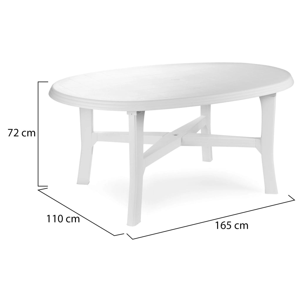 Simmsville, Tavolo da Esterno 6 Posti Made in Italy, 165x110x72h cm Bianco