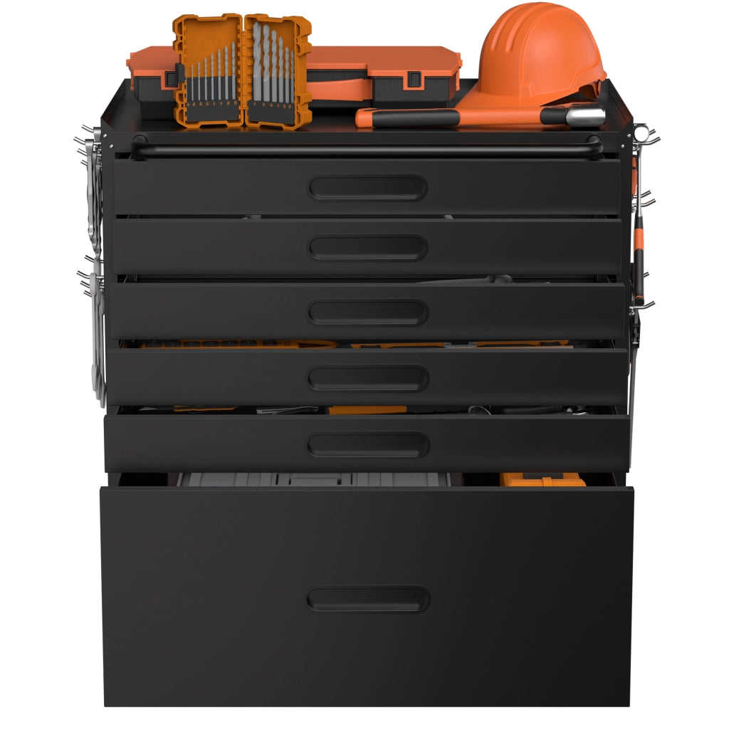 Mobiletto da officina su ruote con 6 cassetti, armadio mobile per garage con sistema di cassetti continuo per piccoli componenti e utensili, robusta s