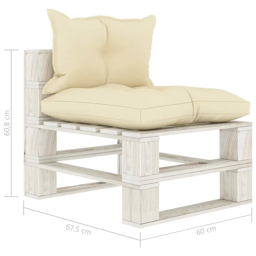 Divano da Giardino in Pallet con Cuscini Crema in Legno cod mxl 72105