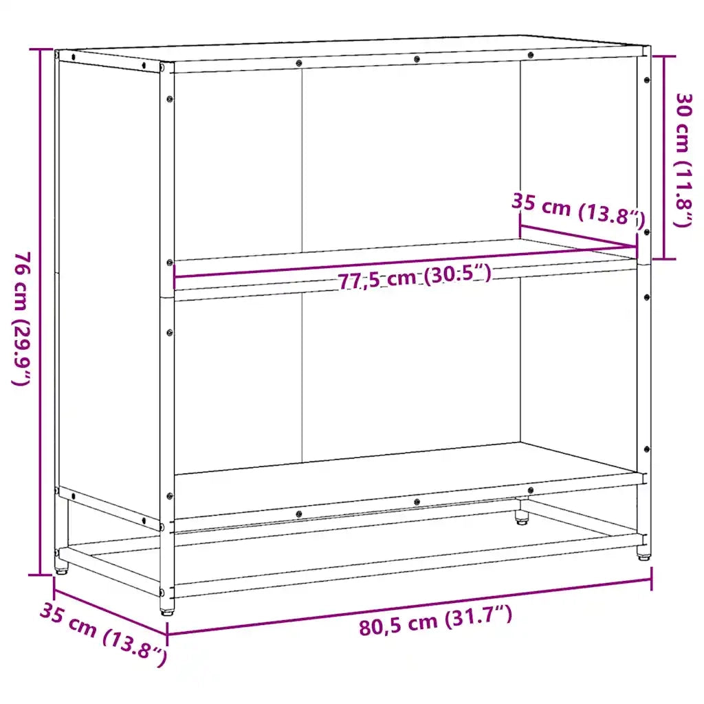 Libreria-Scaffale per Libri-Mobile di Stoccaggio Rovere Marrone 80,5x35x76 cm in Legno Multistrato