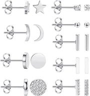 Orecchini antiossidanti ipoallergenici piccoli per donne - Set di orecchini (argento) Unico modello Acciaio inossidabile .