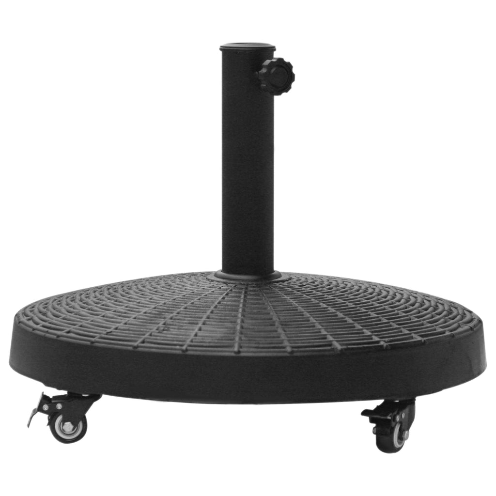 Base per Ombrellone da Giardino 25 Kg in Resina e Acciaio Nero Ø52x41 cm