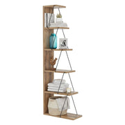 Libreria Erminia, Scaffale da ufficio, Mobile portalibri, Biblioteca, 50x22h150 cm, Quercia e Nero
