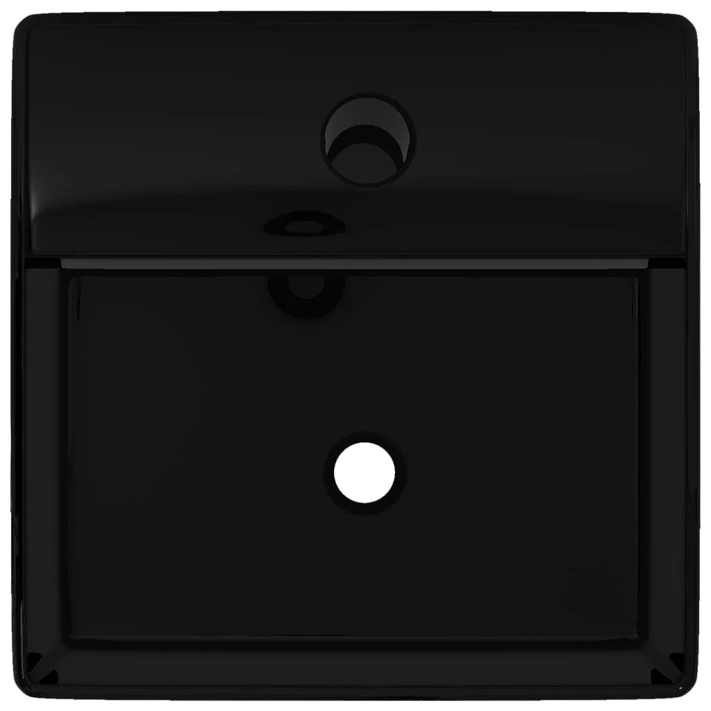 Lavabo rettangolare con foro 38 x 30 cm per bagno ceramica nera 02_0002516