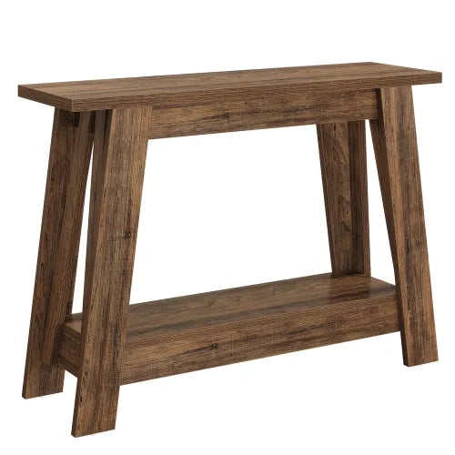 Consolle rustica a 2 ripiani con ripiani aperti in legno marrone rustico per ingresso e soggiorno 105 × 30 × 80 cm