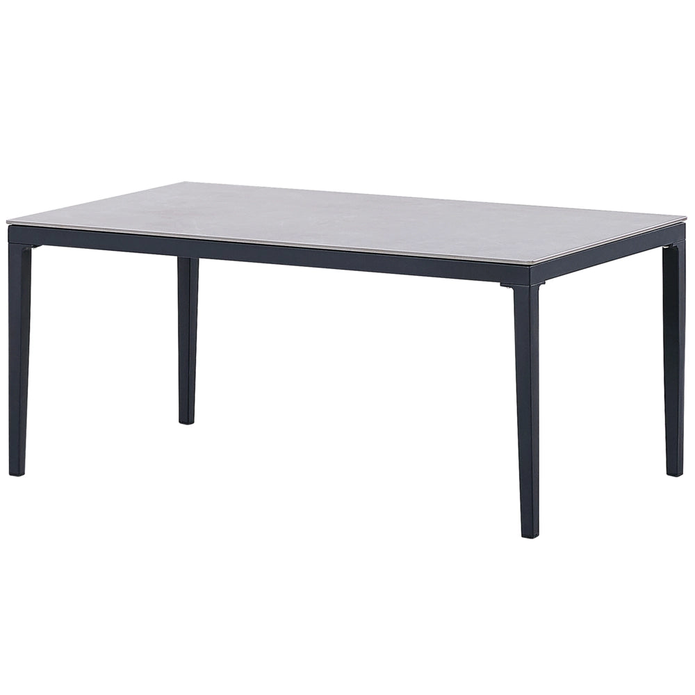 Set Divano da Esterno Grigio per 4 Persone Struttura in Alluminio Divano Poltrone con Cuscini in Tessuto Tavolino Design Moderno