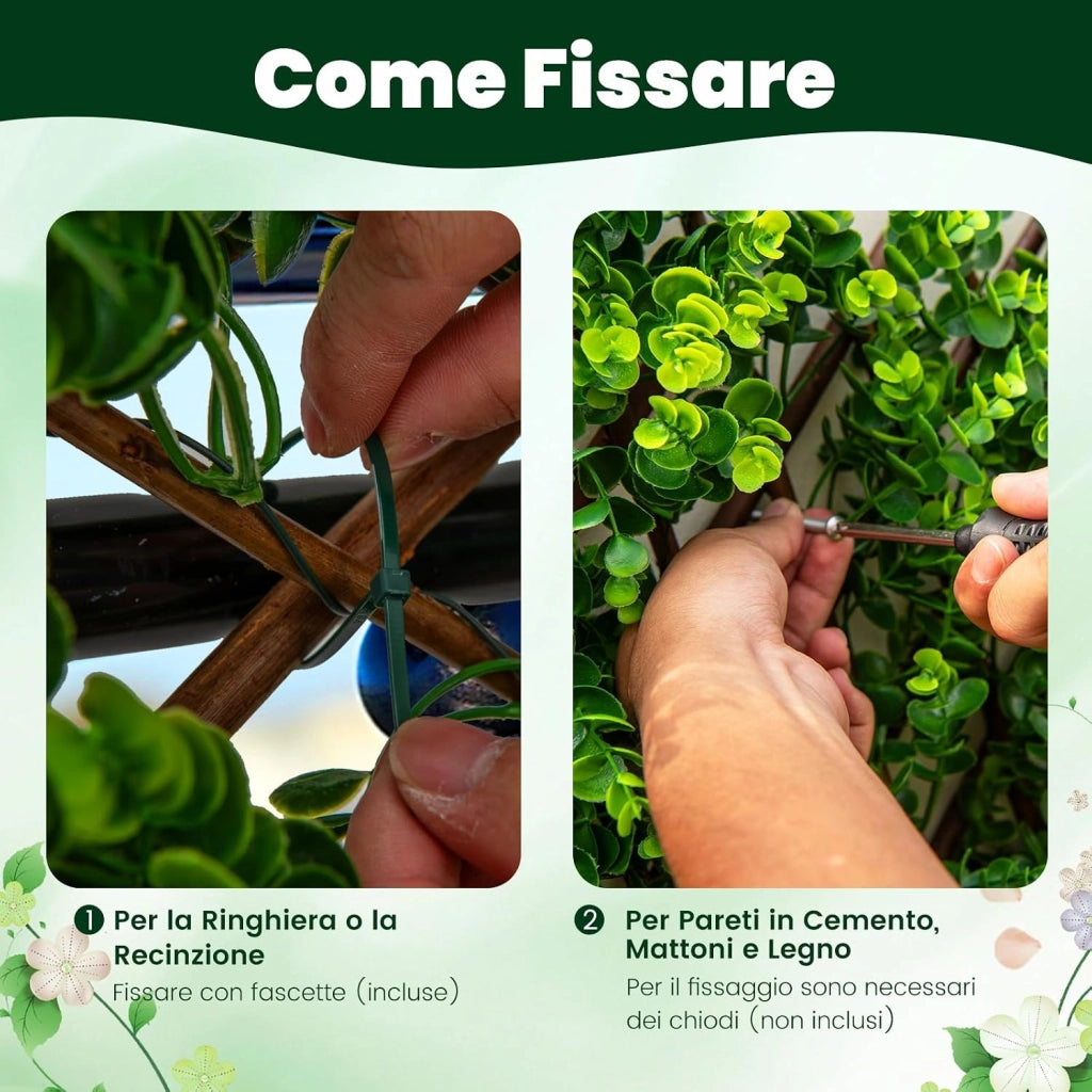 Pianta Finta da Esterno ed Interno, Pianta Artificiale per Decorazione Festa e Matrimonio da Salotto, Balcone e Giardino, Siepe Artificiale ed Estensibile (Vimini di eucalipto verde)
