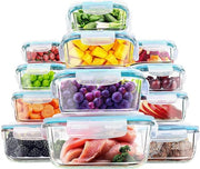 Set di contenitori di conservazione alimentare in vetro - 12 contenitori con coperchi - impermeabili, BPA-free