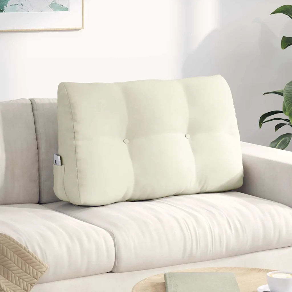 Cuscino per Schiena Crema 80 x 24 x 50 cm Velluto 42014438