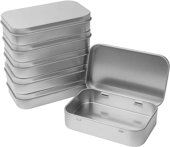 Set di Scatole di Metallo in Acciaio Inox - 6 pezzi - Scatole Portatile - Con Tappi - Dimensioni 9,5x6x2 cm - Scatole di Conservazione