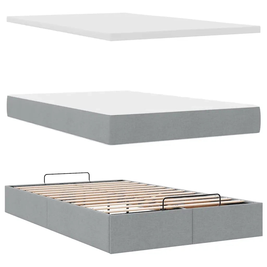 Pouf Letto con Materasso Grigio Chiaro 120x190 cm in Tessuto 3311442