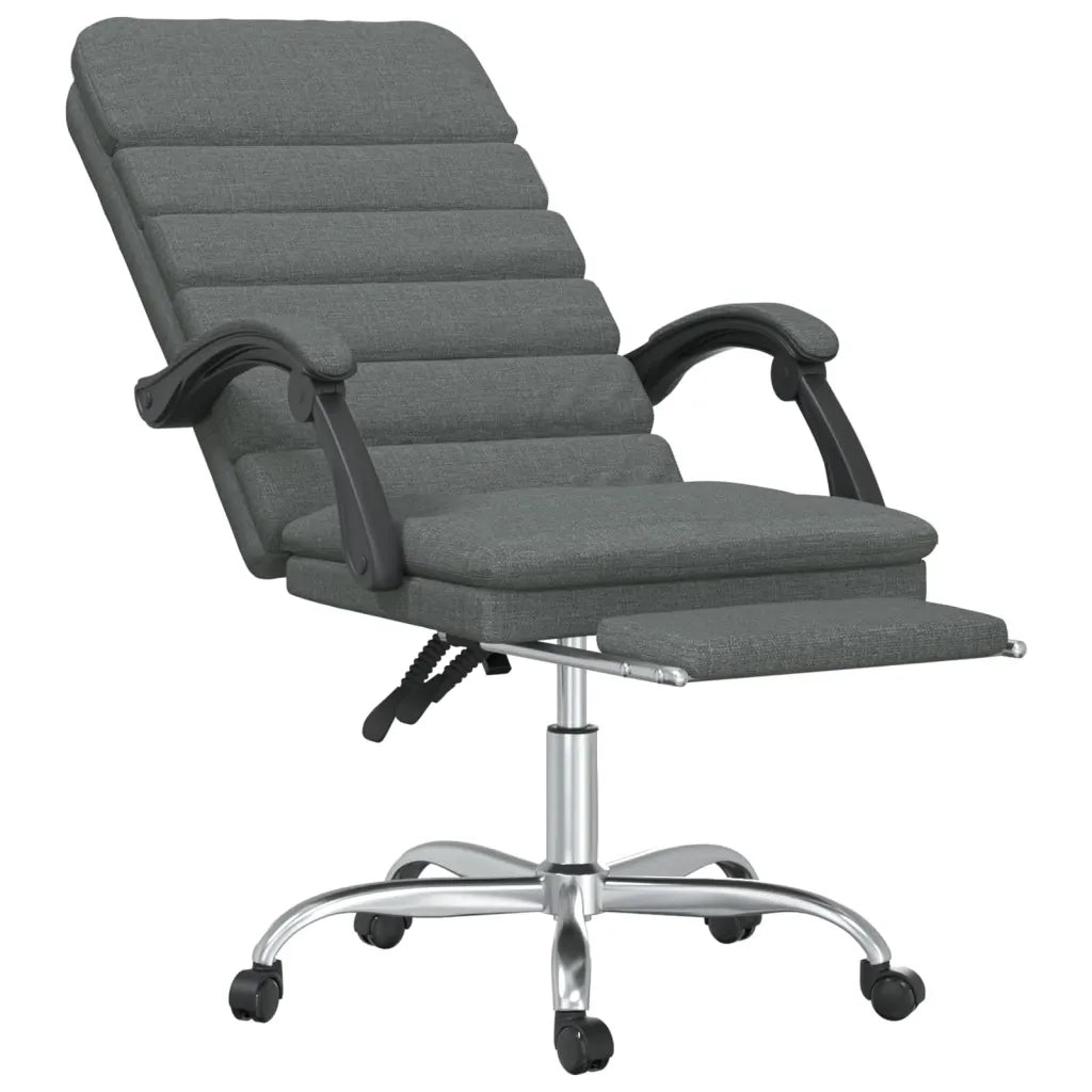 Sedia da Ufficio Massaggio Reclinabile Grigio Scuro in Tessuto 349726