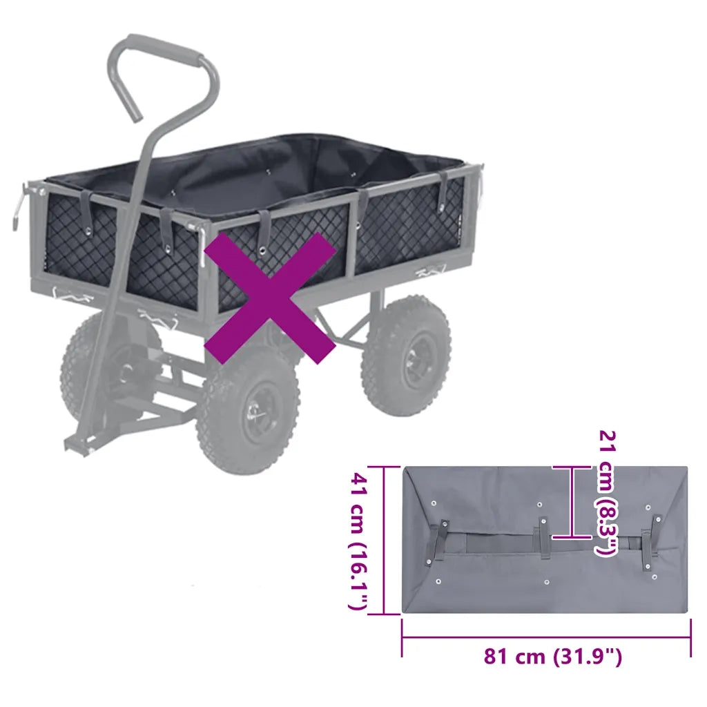 Telo per Carrello da Giardino Grigio Scuro 81x41x21 cm Tessuto 92584
