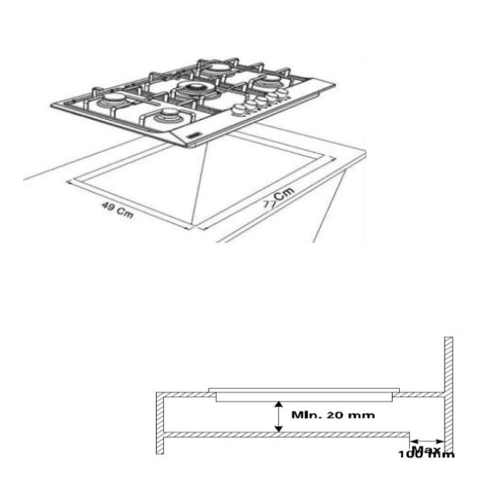 Piano cottura 5 fuochi gas Samet Apollo90 ghisa in acciaio inox