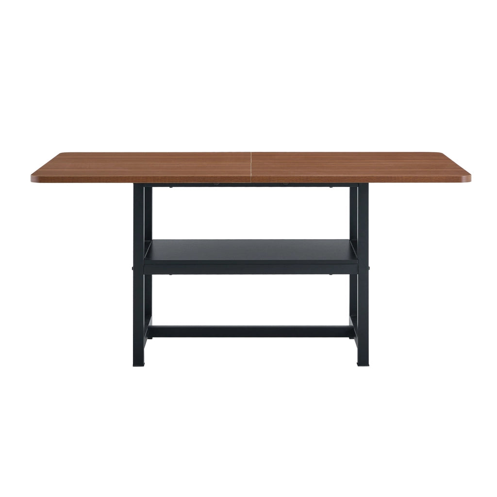 Tavolo da pranzo 4-6 posti con ripiano - per cucina - 160×90×76 cm - noce e nero
