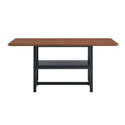 Tavolo da pranzo 4-6 posti con ripiano - per cucina - 160×90×76 cm - noce e nero