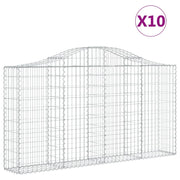 Cestini gabbioni recinzione a gabbia muro di contenimento ad arco 10 pezzi 200 x 30 x 100/120 cm ferro zincato argento 02_0040220