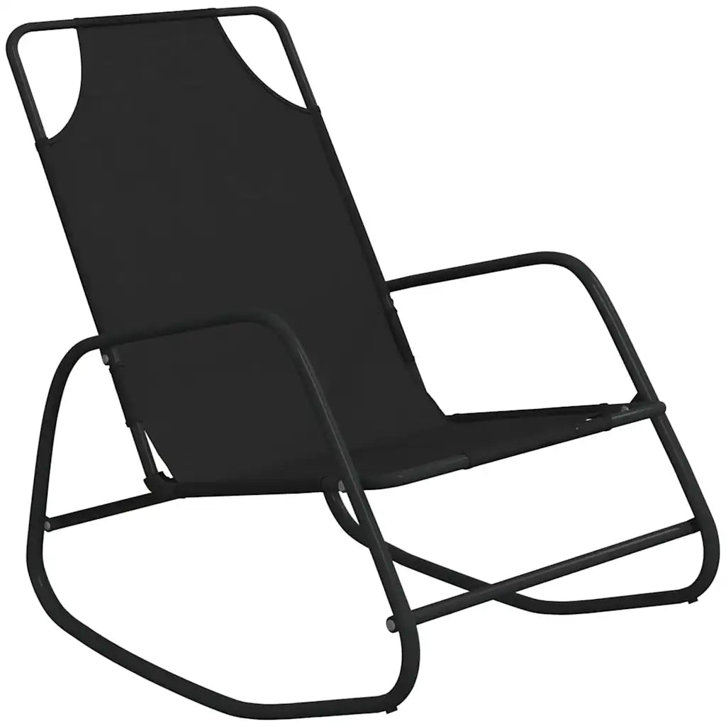 Lettini PrendiLettino sole | Sdraio da giardino | Lettino da sole a Dondolo 2 pz in Acciaio e Textilene Nero