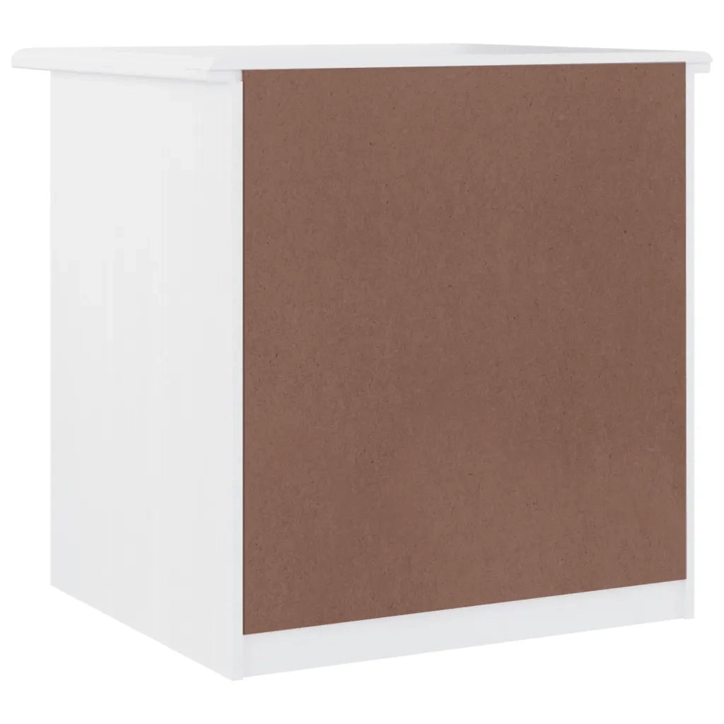 Comodino | Armadio da Notte | Mobiletto da notte ALTA Bianco 41x35x41 cm in Legno Massello di Pino