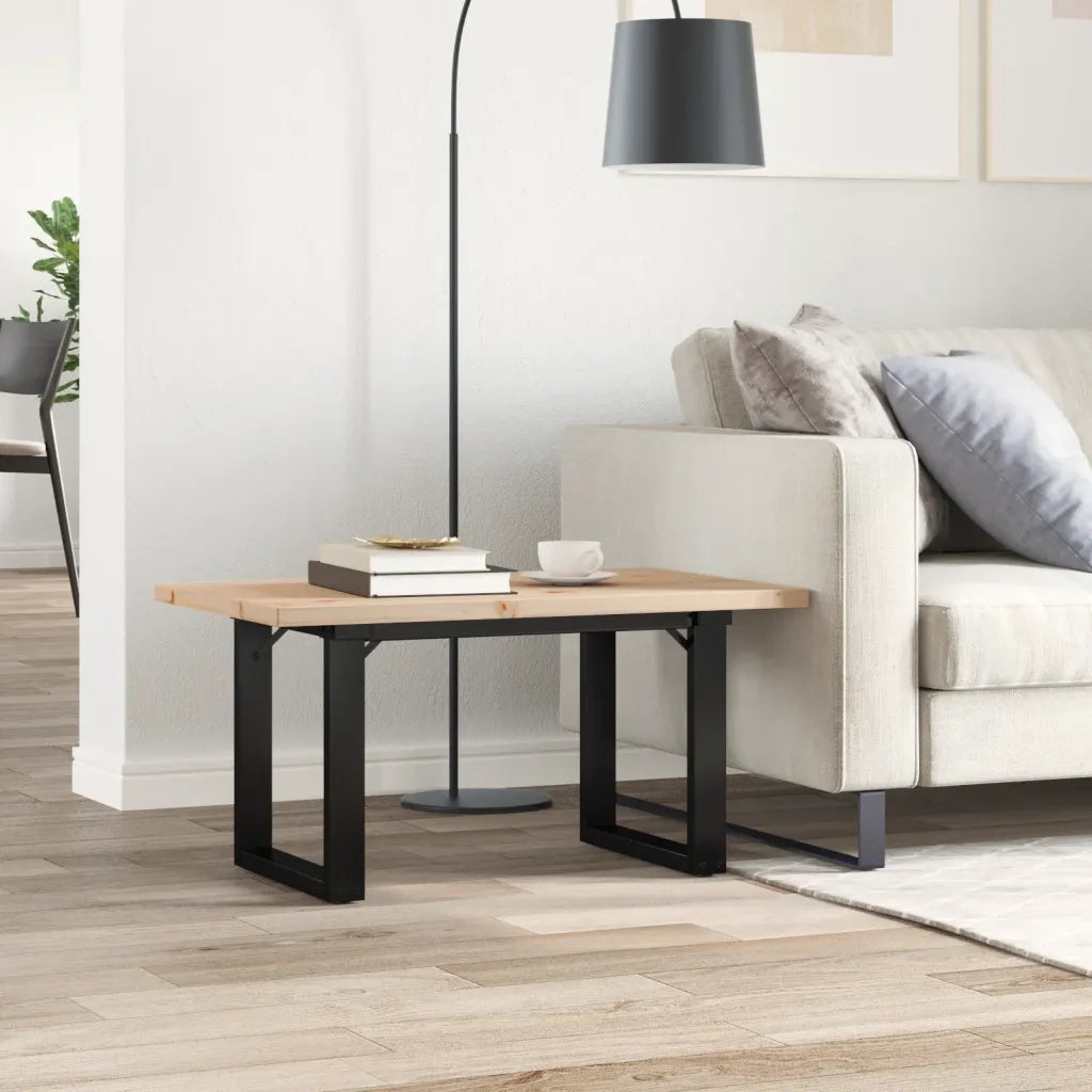 Tavolino salotto | Tavolino da caff¨¨ | Tavolino da Soggiorno Telaio a O 80x50x40,5cm Legno Pino e Acciaio