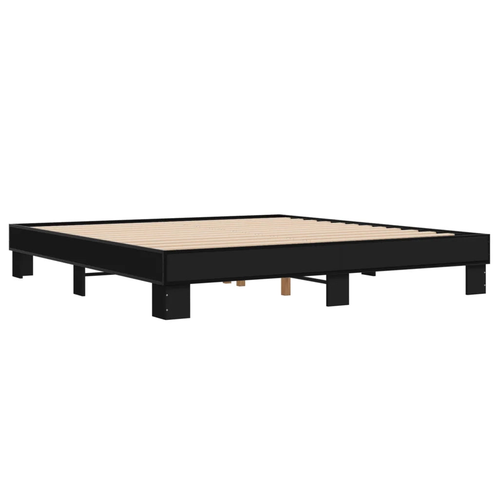 Giroletto Nero 200x200 cm in Legno Multistrato e Metallo 3280217