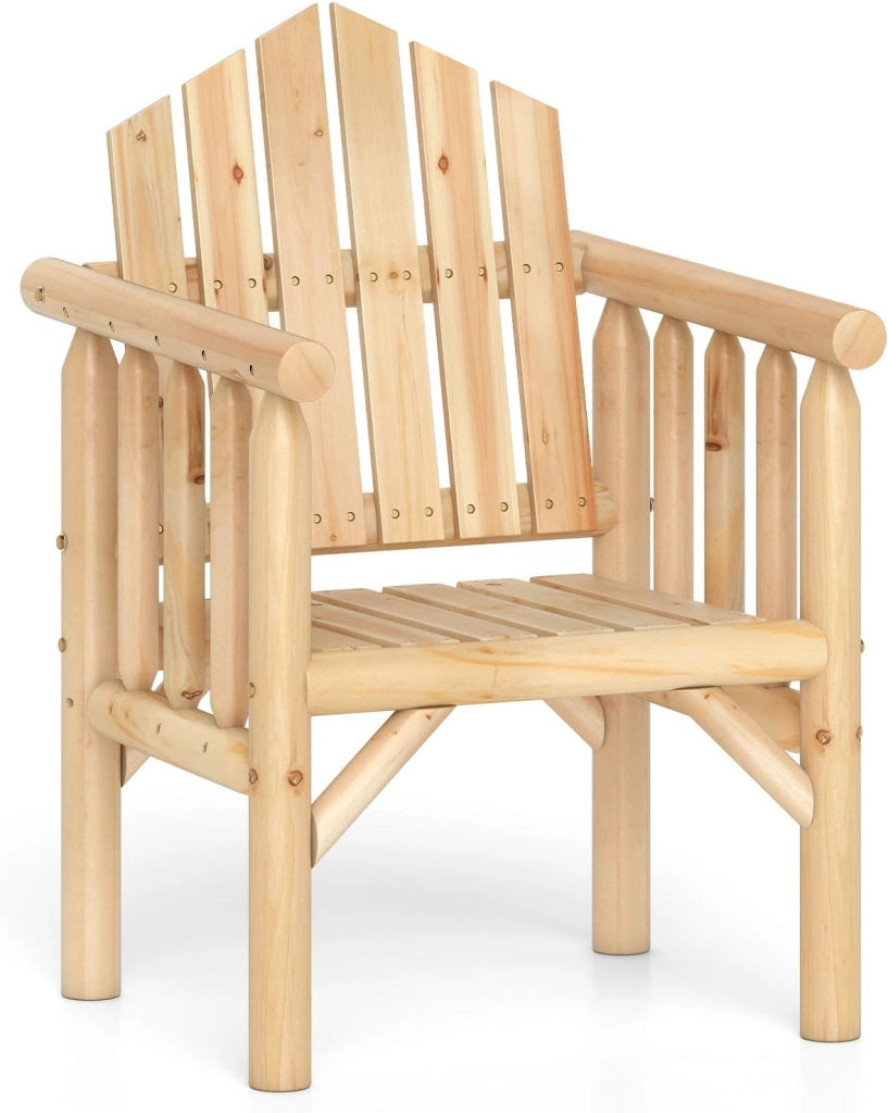 Sedia da giardino in legno, con braccioli e schienale alto, portata fino a 150 kg, per giardino, balcone, terrazza, piscina (naturale)