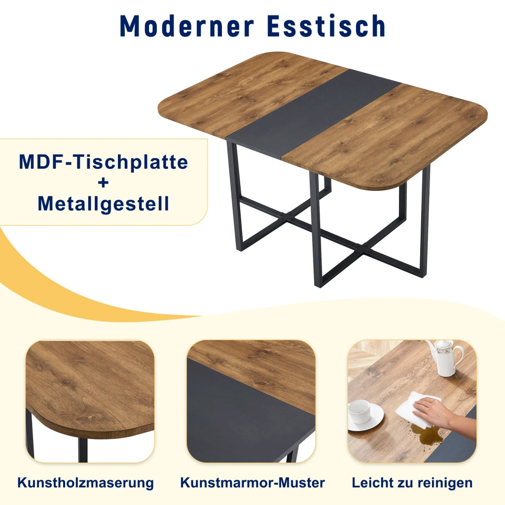Tavolo da pranzo allungabile con sedie salvaspazio per 4-6 persone in MDF e metallo stile moderno per cucina e soggiorno