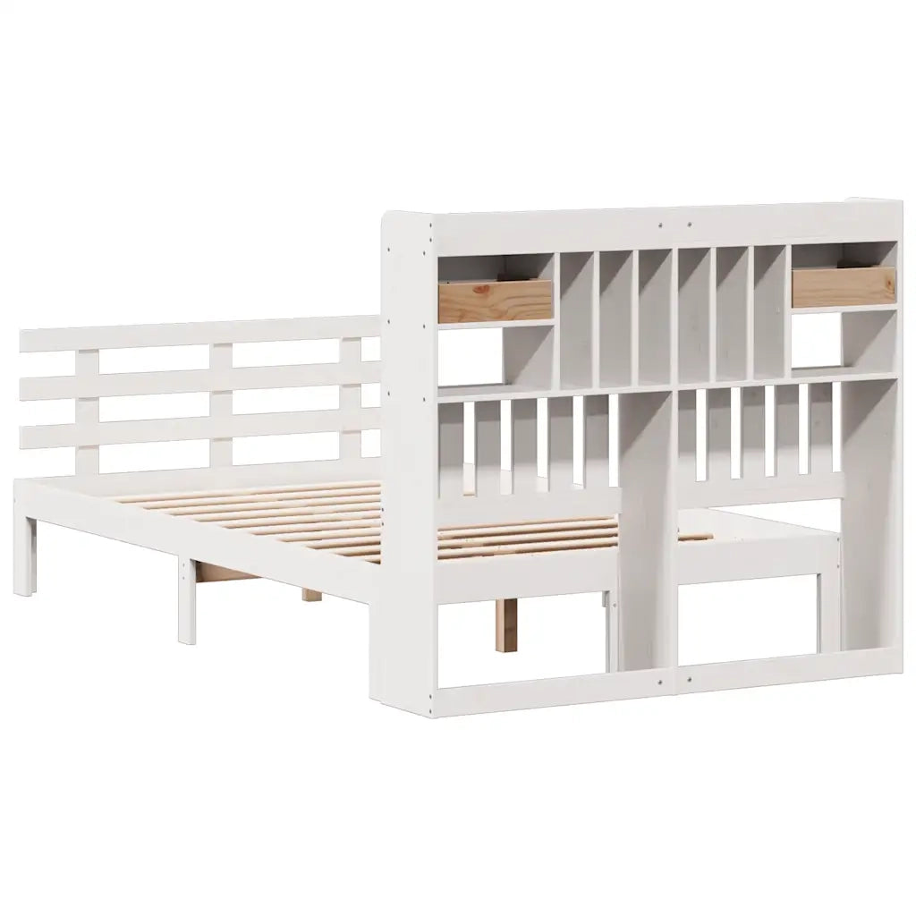 Letto Libreria senza Materasso Bianco 135x190 cm Legno di Pino 3322787
