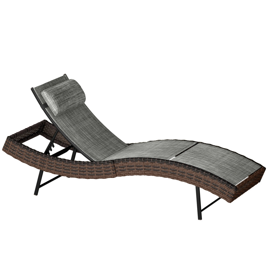 Lettino da Giardino in Rattan ¨C Zephmum ¨C Marrone 60x198x44 con Cuscino