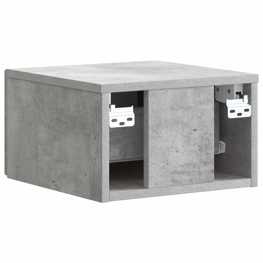 Mobiletto da notte a muro con cassetto 2 pcs Grigio Cemento