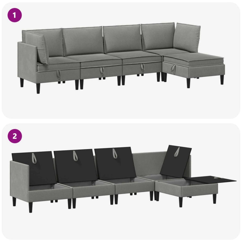 Set di mobili per il soggiorno 5 pcs Grigio scuro Tessuto 3413806