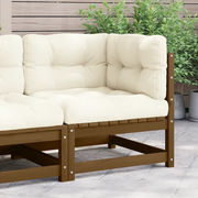 Divano Angolare da Giardino con Cuscini-Sofa da Giardino-Divanetto da esterno Crema Massello di Pino 207586