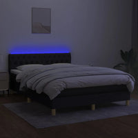Letto a Molle con Materasso e LED Nero 140x190 cm in Tessuto 3133951