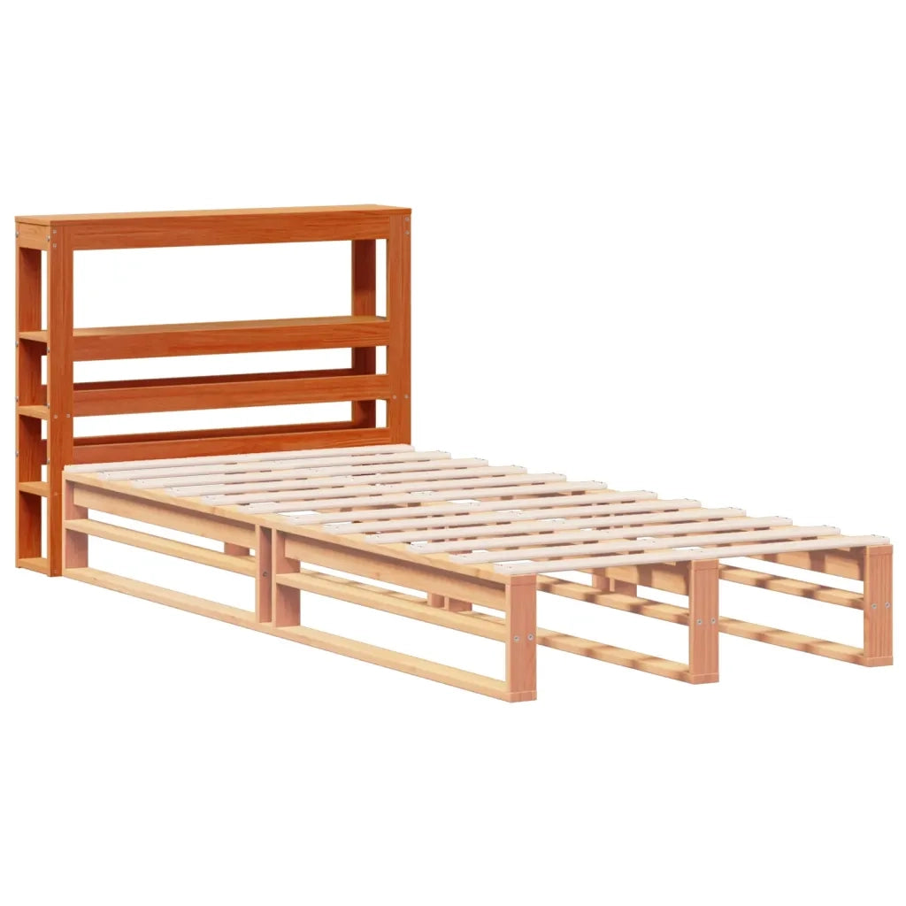 Testiera con Ripiani Marrone Cera 100 cm Legno Massello di Pino 850895