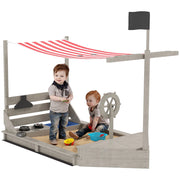 Set da giardino bambini Piratenschiff con sabbiera e tettoia ¨C Minimal ¨C Legno massello, grigio, 180x103x144,5 cm