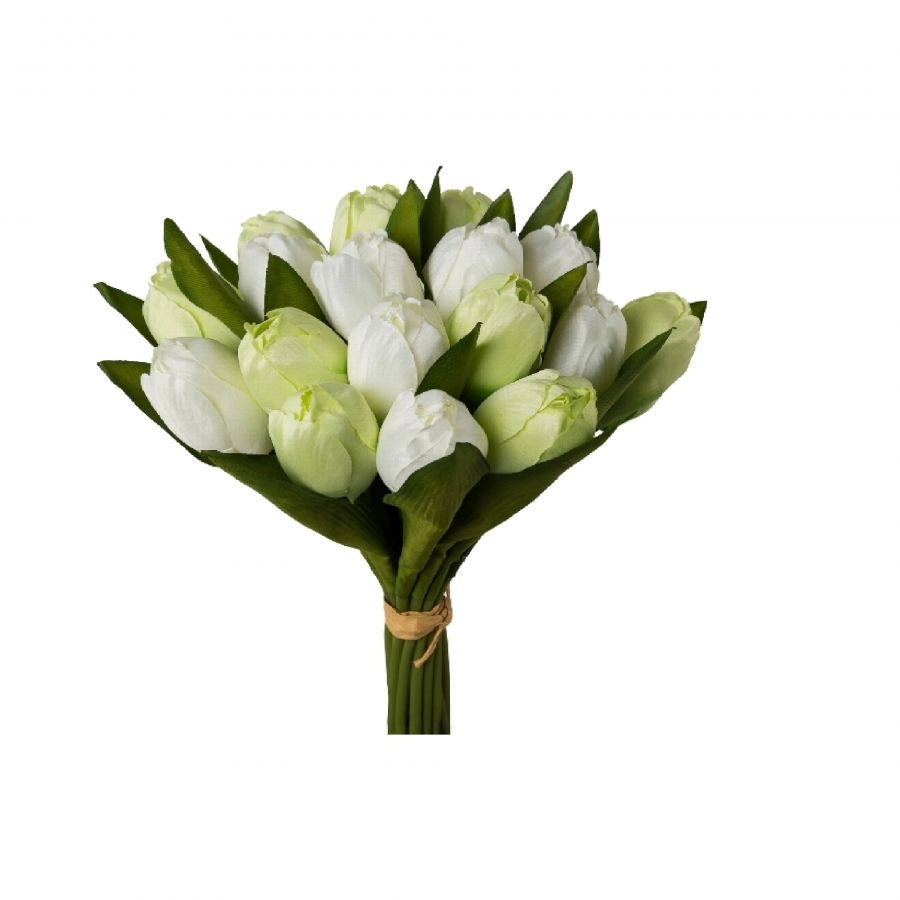MAZZO DI TULIPANI BIANCO VERDE 28 CM