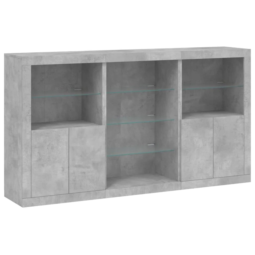 Buffet credenza cassettiera armadio mobile contenitore organizer per cucina soggiorno salotto con luci LED 181,5 x 37 x 100 cm grigio 02_0029986