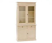 Credenza cristalliera in legno 2 porte mod Martini Shabby chic avorio anticato