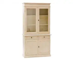 Credenza cristalliera in legno 2 porte mod Martini Shabby chic avorio anticato
