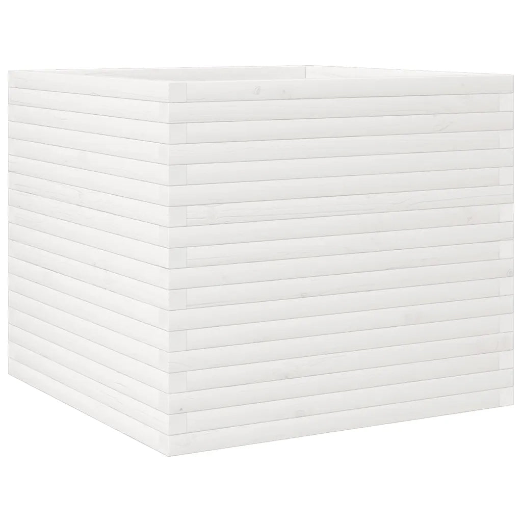 Fioriera da Giardino Bianca 80x80x68,5cm Legno Massello di Pino