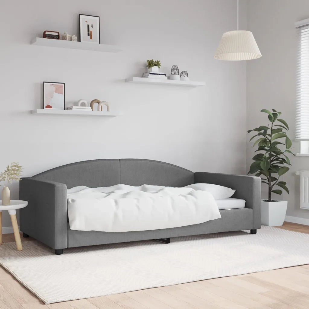 Letto da camera | Letto da Giorno Grigio Scuro 100x190 cm in Tessuto