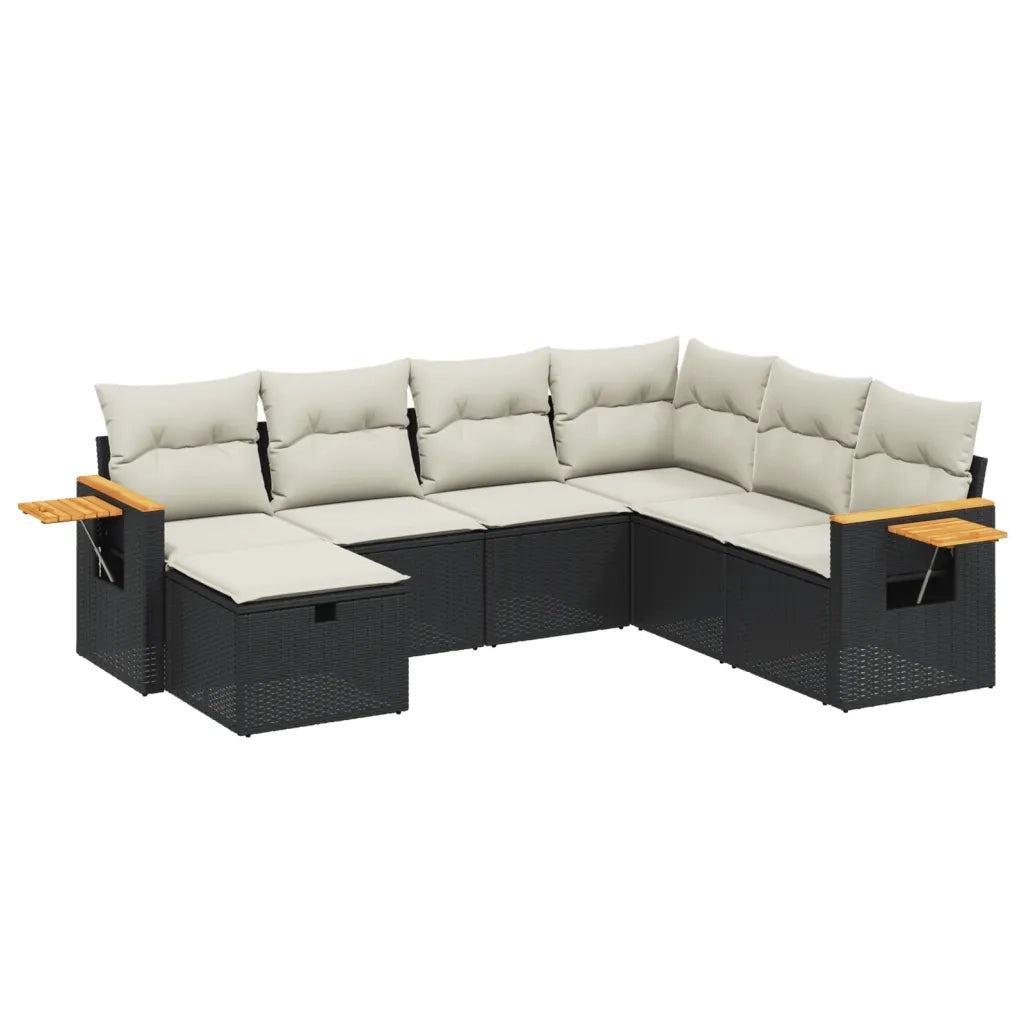 Set Divani da Giardino con Cuscini 7pz Nero Polyrattan 3265543