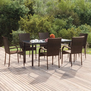 Set da Pranzo da Giardino 7 pz Marrone in Polyrattan 3156661