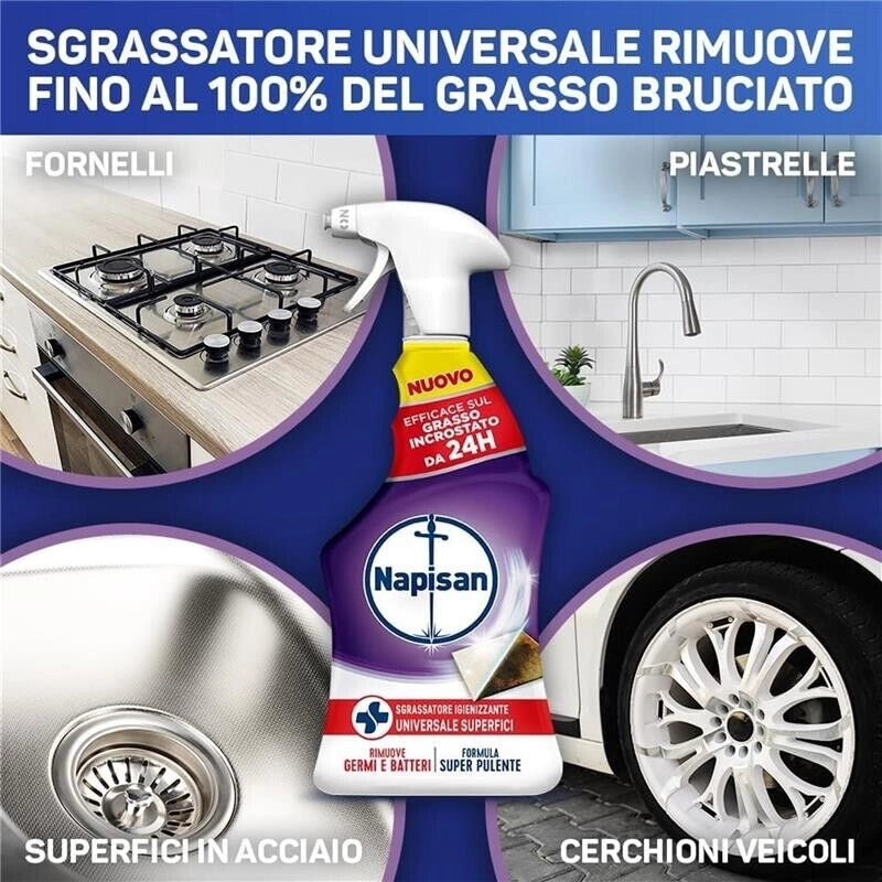 NAPISAN SPRAY 740 ML SGRASSATORE UNIVERSALE SUPERFICI IGIENIZZANTE ANTI GERMI E BATTERI SUPER PULENTE