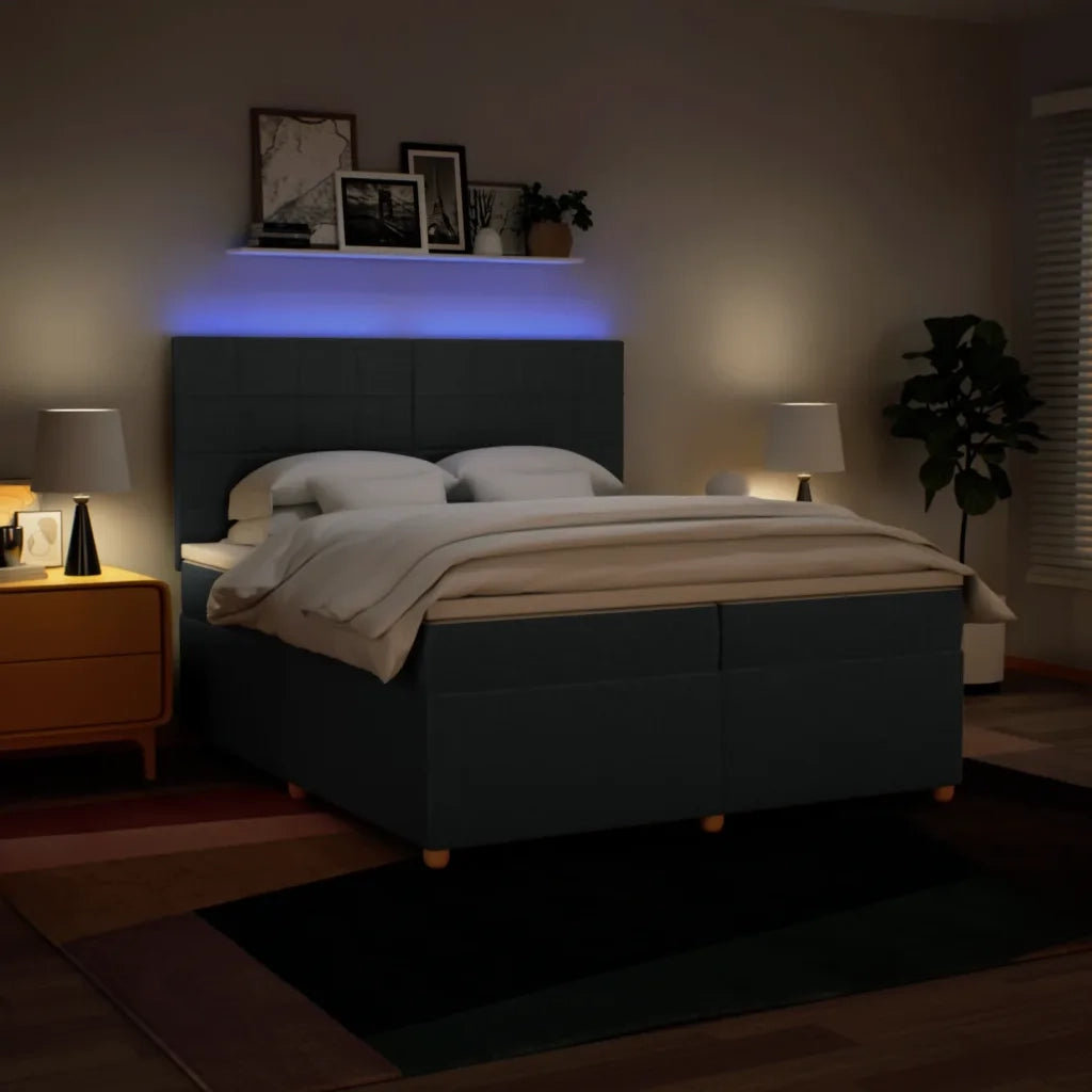 vidaXL Giroletto a Molle con Materasso Blu 200x200 cm in Tessuto