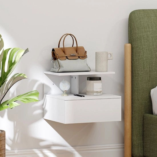 Comodino notturno - Bianco - - Tavolo salotto - 39,8 x 35 x 31,6 cm - Cassetti