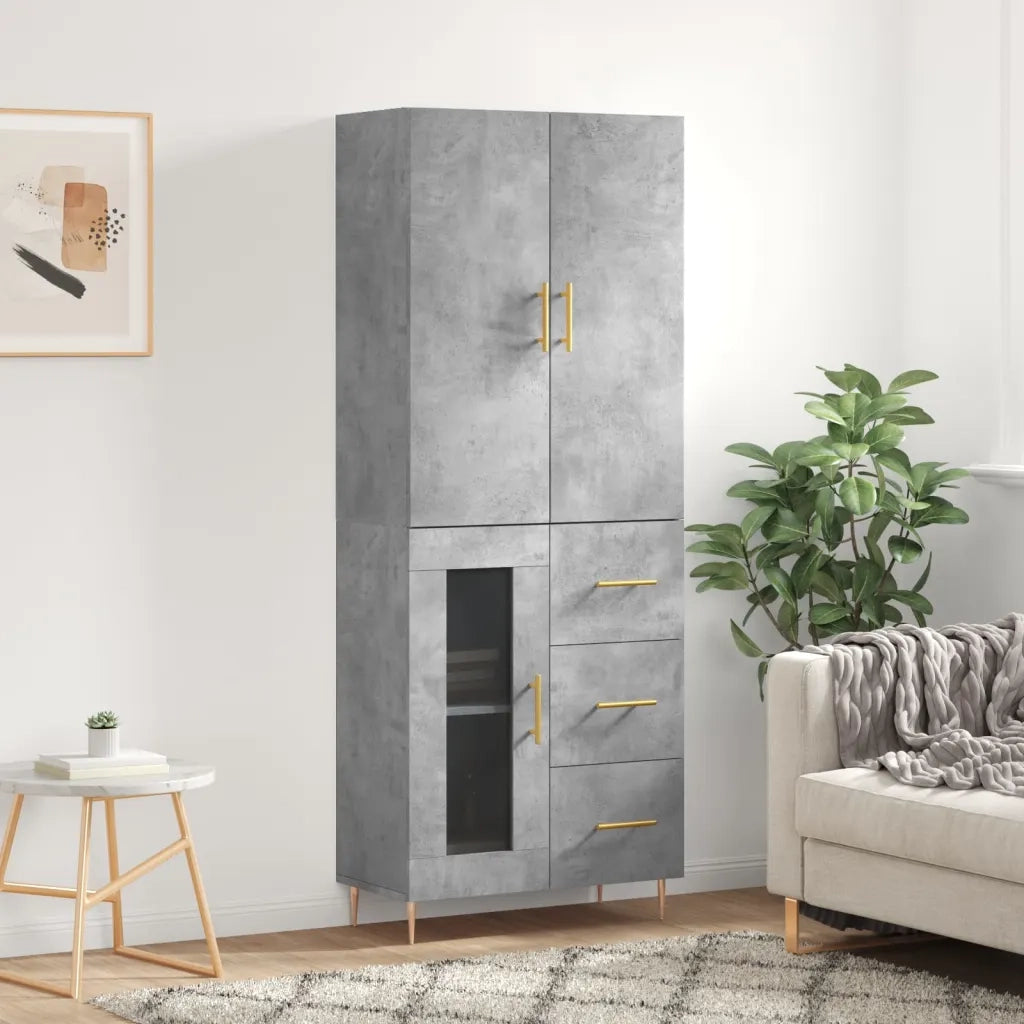 Credenza-Buffet-Armadio da cucina Grigio Cemento 69,5x34x180 cm in Legno Multistrato 917480
