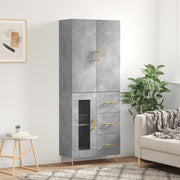 Credenza-Buffet-Armadio da cucina Grigio Cemento 69,5x34x180 cm in Legno Multistrato 917480