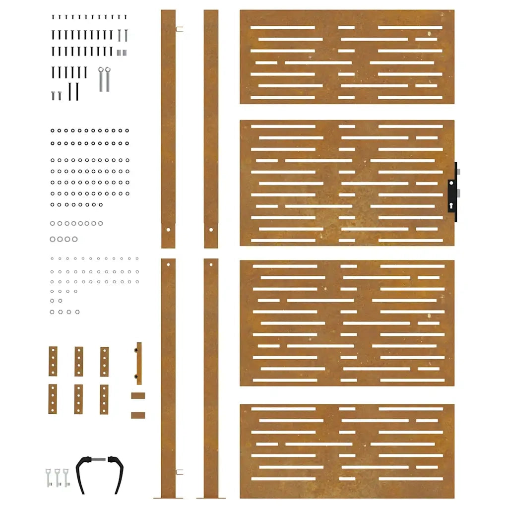 Cancello da giardino 100x175 cm in acciaio Corten design quadrato 153254